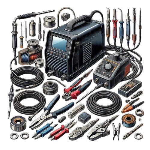 Welding equipment, consumables, and accessories (electrodes, clamps)